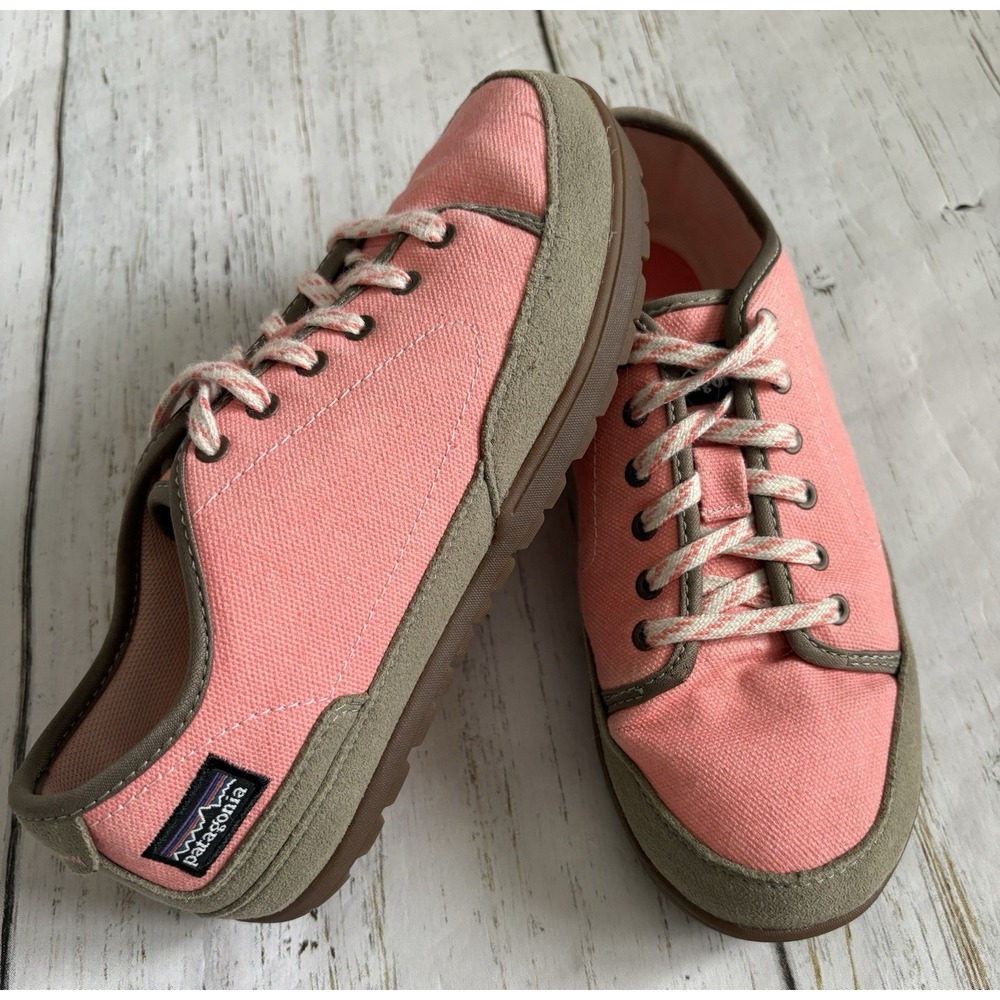 Patagonia Activist Canvas Sneakers Coral Pink Olive Green Womens sz 7 - Picture 3 of 8
